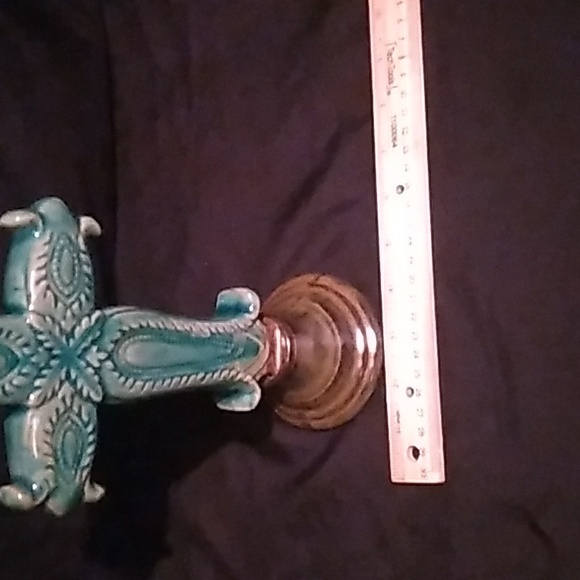 Decorative Southwest Style Turquoise/Green Cross with Golden Brown Base (B5) - Picture 8 of 10